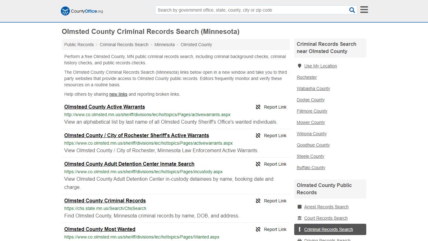 Olmsted County Criminal Records Search (Minnesota)